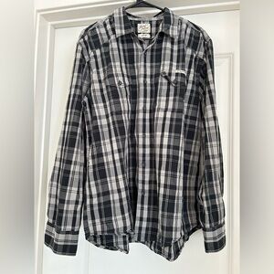 Lucky Brand long sleeve button shirt - black plaid - large